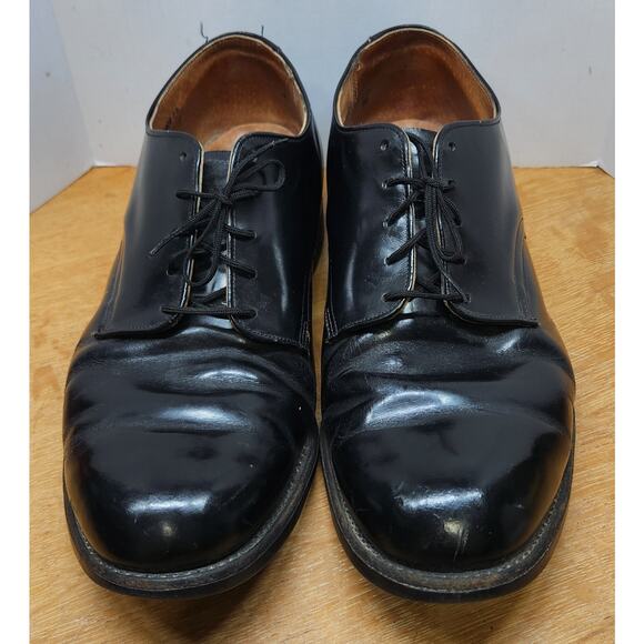 VTG Walker Shoe Co Black Leather Derby Dress Shoes Mens 8.5 XW USA 1988